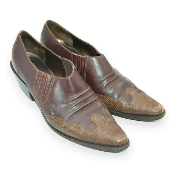 Vintage Matisse Brown Leather Distress Western Ankle Shooties Booties Boots 8.5