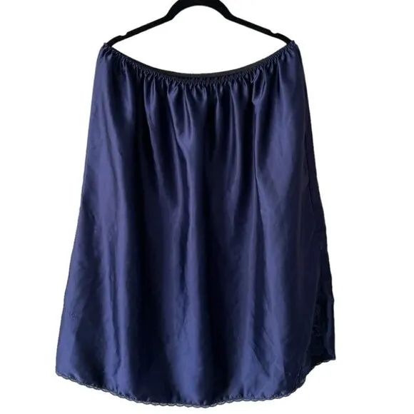 VINTAGE Navy Blue Slip Skirt With Lace Trim 22W