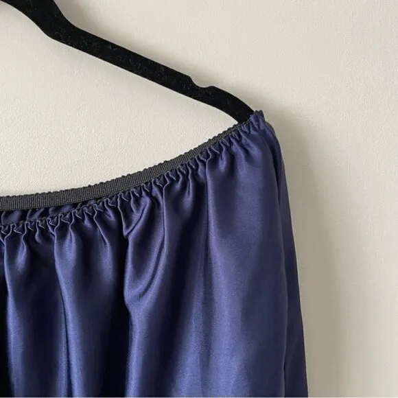 VINTAGE Navy Blue Slip Skirt With Lace Trim 22W