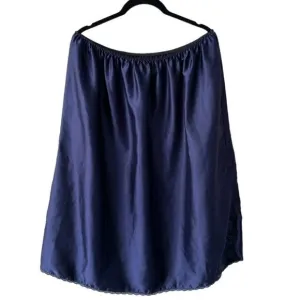 VINTAGE Navy Blue Slip Skirt With Lace Trim 22W