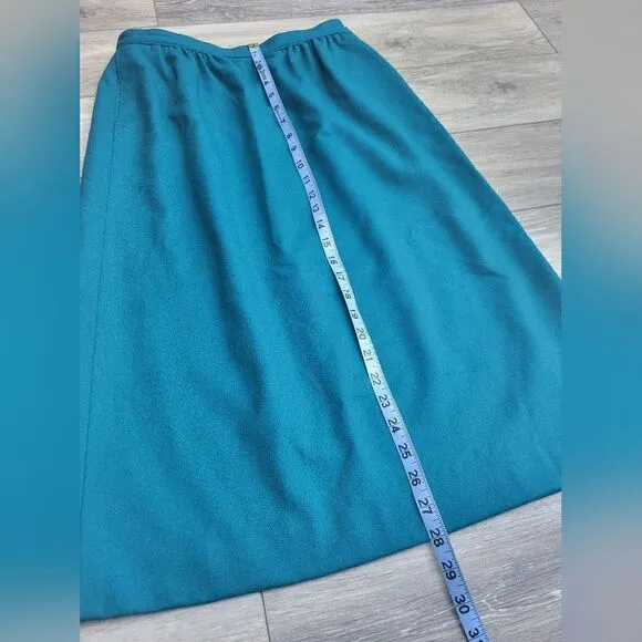 Vintage Pendleton wool skirt size 4 midi Dark teal, pockets!