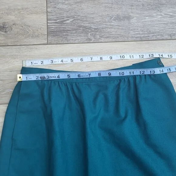 Vintage Pendleton wool skirt size 4 midi Dark teal, pockets!