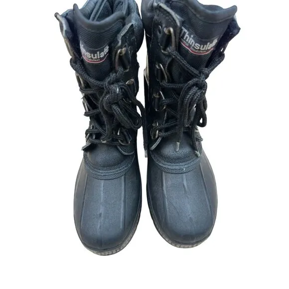 Vintage Polaris Thinsulate insulation Black Snowmobile Boots Size 5 Steel Shanks