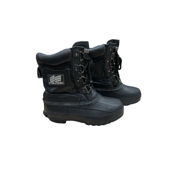 Vintage Polaris Thinsulate insulation Black Snowmobile Boots Size 5 Steel Shanks