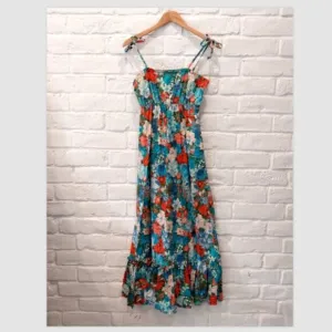 Vintage Pomare Hawaii Maxi Dress XS Floral Multicolor Sleeveless Tropical USA