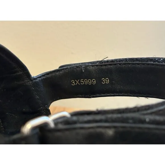 Vintage Prada Women’s Sandals Black Leather Straps Adjustable Slingback Size 39