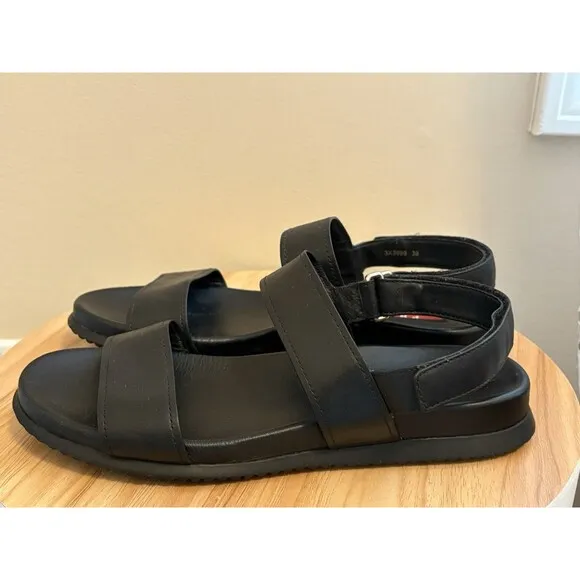 Vintage Prada Women’s Sandals Black Leather Straps Adjustable Slingback Size 39