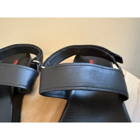 Vintage Prada Women’s Sandals Black Leather Straps Adjustable Slingback Size 39
