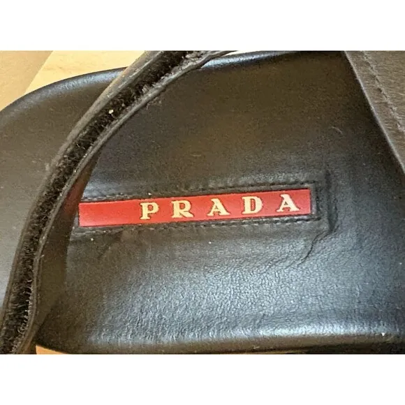 Vintage Prada Women’s Sandals Black Leather Straps Adjustable Slingback Size 39