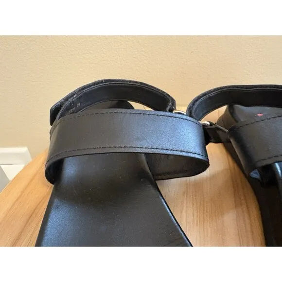 Vintage Prada Women’s Sandals Black Leather Straps Adjustable Slingback Size 39