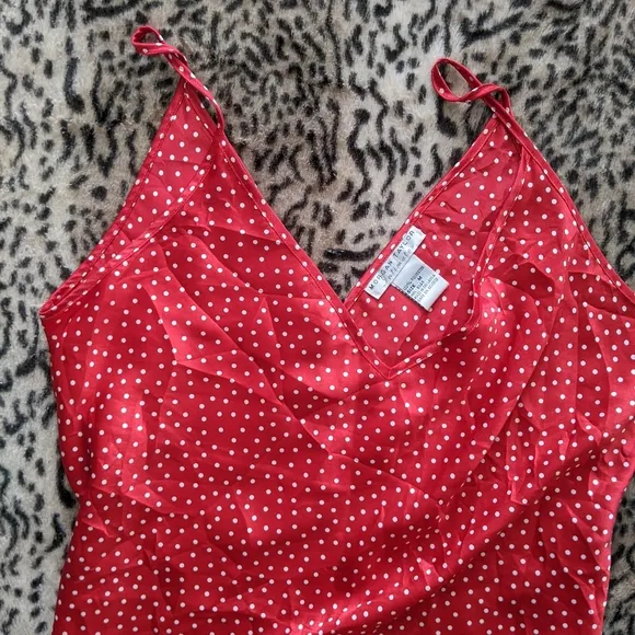 Vintage red polka dot slip dress