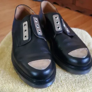 Vintage RUNNER Made In Italy Safety Toe Oxford Shoe Black Leather US Men's Sz 9