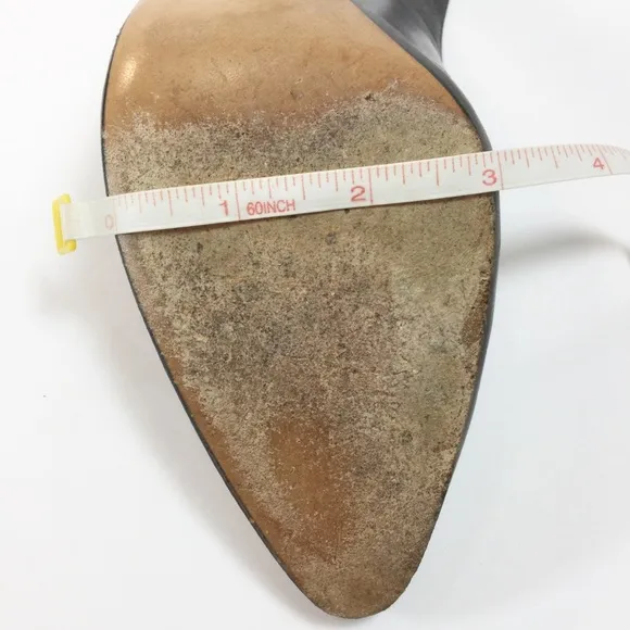 Vintage Saint Laurent YSL 1980’s Grey Leather Slingback Shoes