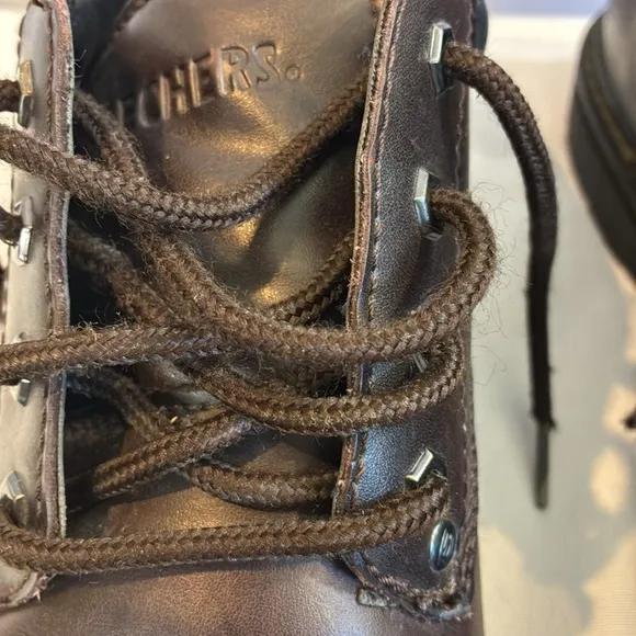Vintage Skechers brown leather Alley Cats Casual lace up chunky Oxford shoes 10
