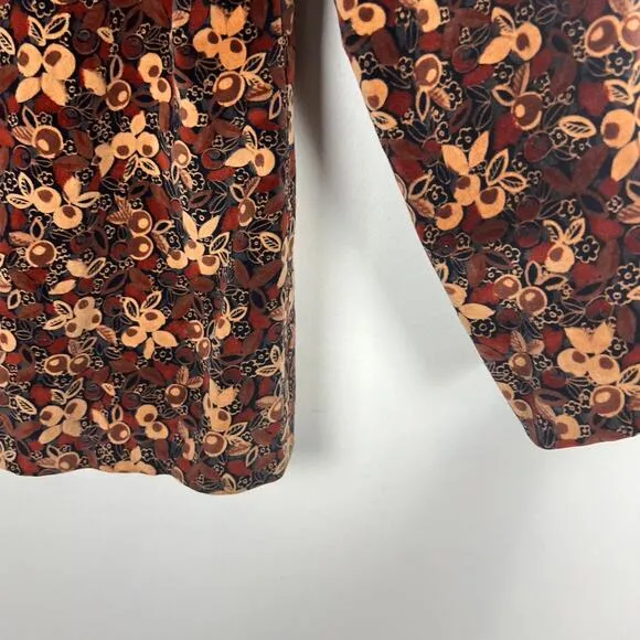 Vintage Suburban Separates Velvet Blazer Floral Brown Jacket Holiday Sz 10 M