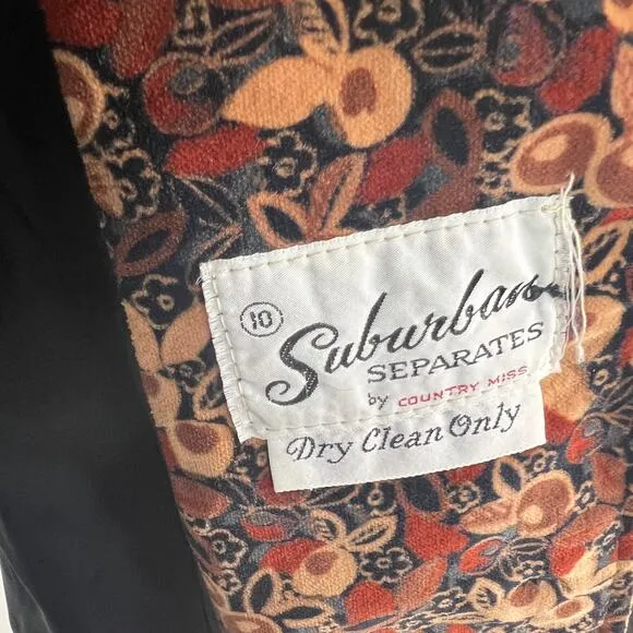 Vintage Suburban Separates Velvet Blazer Floral Brown Jacket Holiday Sz 10 M