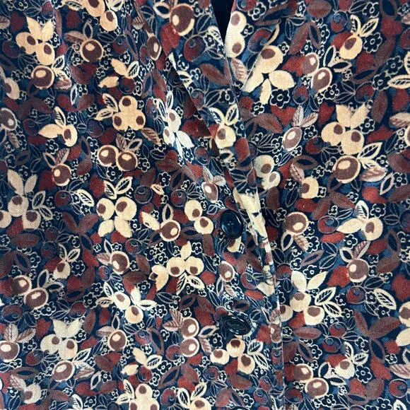 Vintage Suburban Separates Velvet Blazer Floral Brown Jacket Holiday Sz 10 M