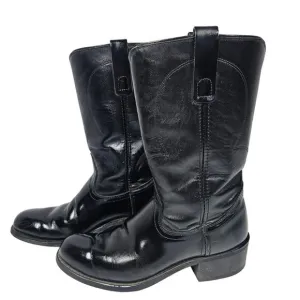 Vintage Texas Black Leather Western Cowboy Boots Men's 7.5 D