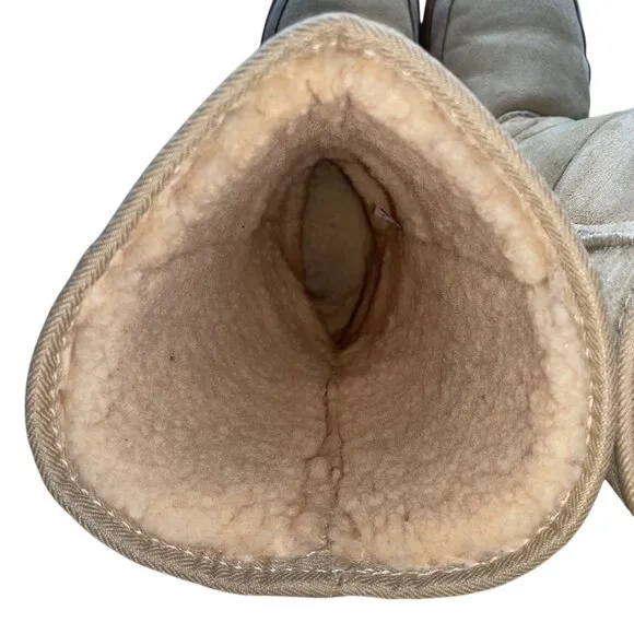 Vintage Ugg Unisex Sand Sheepskin Beige Fur Lining Tall Winter Boots  Size 9W 8M