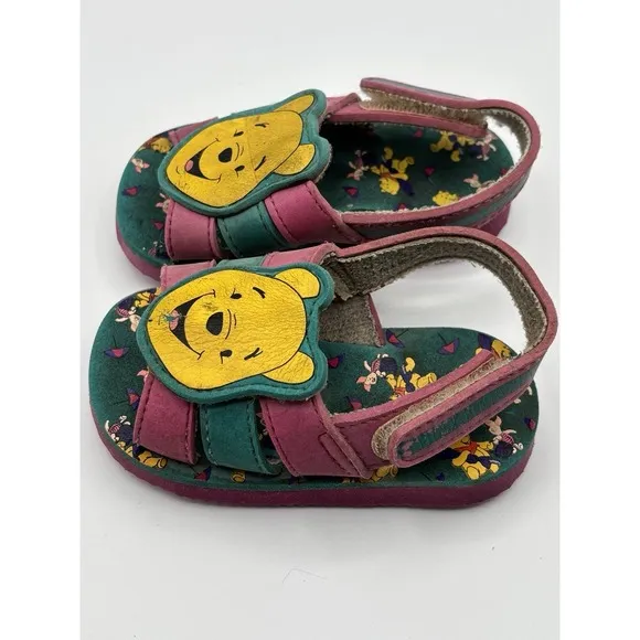 Vintage Winnie The Pooh Shoes Sandals Size 5C Disney 90s Y2K Pink Teal
