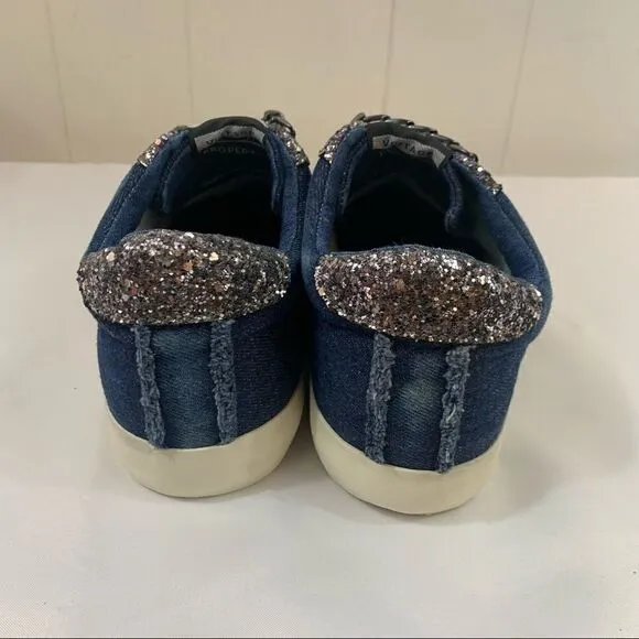 Vintage Havana Yves Washed Denim neakers Slip On Sparkle Sneakers Chain Size 8