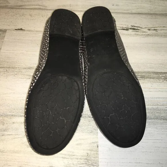 Vionic Anita Ballet Slipper Flat Silver Embossed Genuine Leather Sz 8.5 Metallic