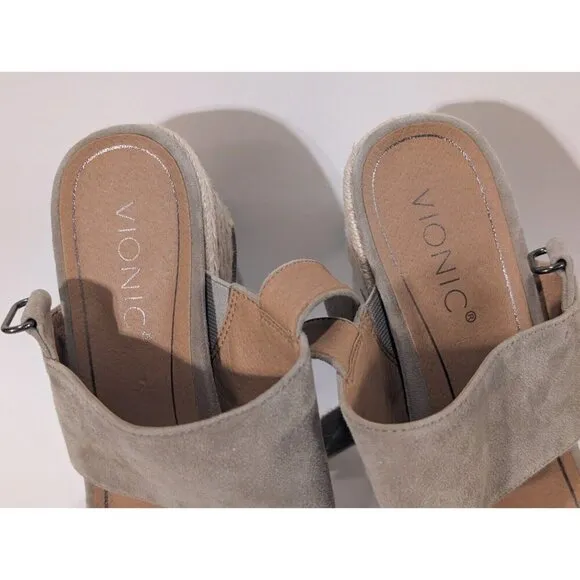 Vionic Brooke Wedge Sandals Suede Shoes Women's Sz 9