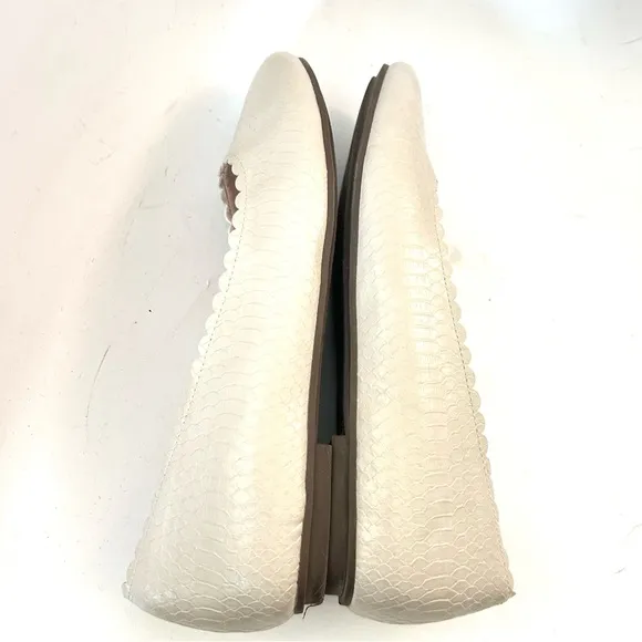 VIONIC Julieta Casual Comfort Ballet Flats Cream Embossed Leather Size 9