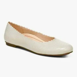 VIONIC Julieta Casual Comfort Ballet Flats Cream Embossed Leather Size 9
