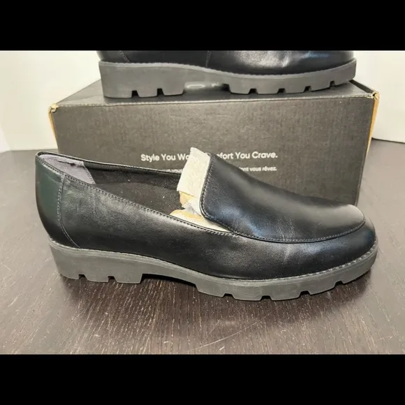 Vionic Kensley Nappa Leather Loafer Shoes Black Womens Size 9.5 M