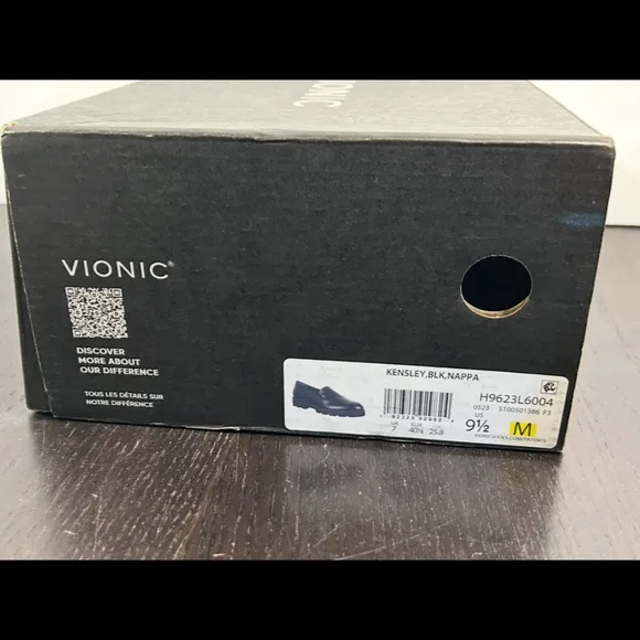 Vionic Kensley Nappa Leather Loafer Shoes Black Womens Size 9.5 M