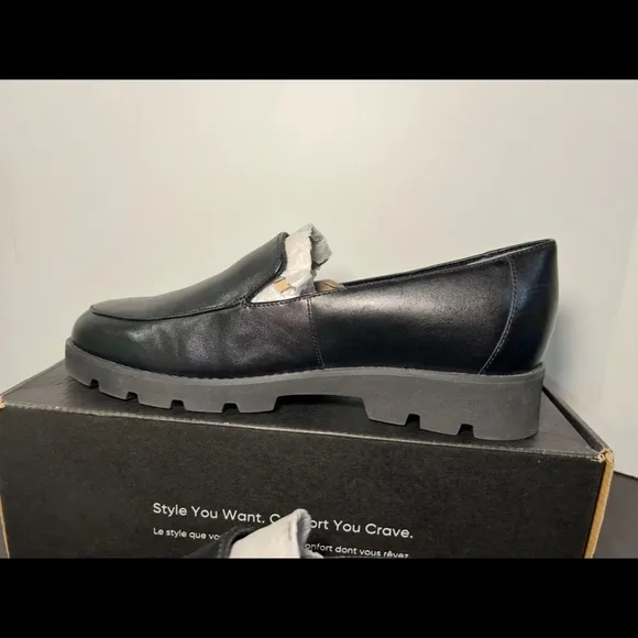 Vionic Kensley Nappa Leather Loafer Shoes Black Womens Size 9.5 M