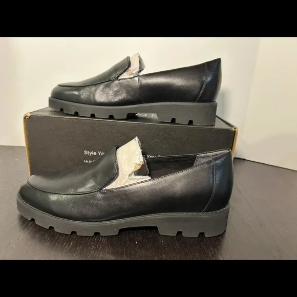 Vionic Kensley Nappa Leather Loafer Shoes Black Womens Size 9.5 M