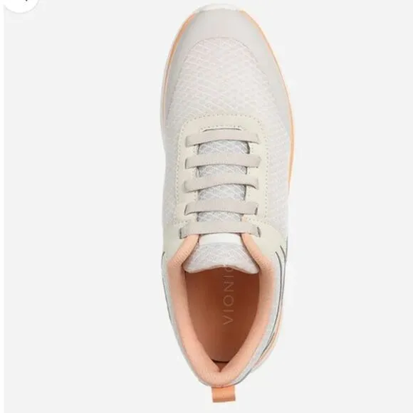 Vionic Krisha Cream &amp; Peach Slip on Athletic Sneakers size 8.5