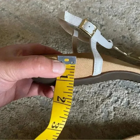 Vionic Nala Thong T Strap Slingback Sandals Flat White Leather Gold Hardware: 11