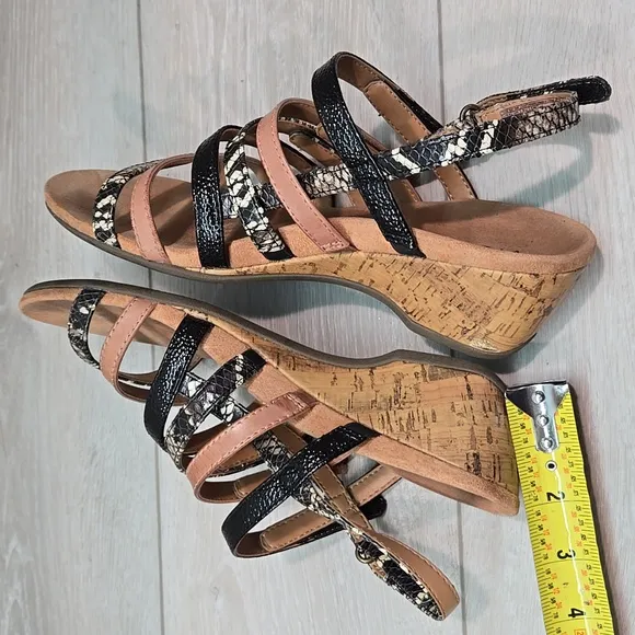 Vionic Women Tess Ray Snk Light Multi-Color Wedge Sandals Shoes Sz 6.5