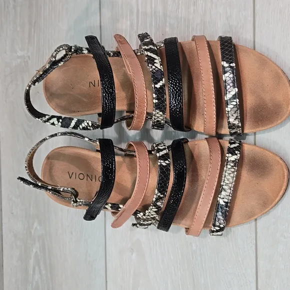 Vionic Women Tess Ray Snk Light Multi-Color Wedge Sandals Shoes Sz 6.5