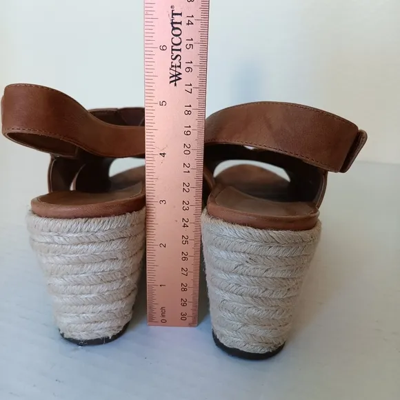 Vionic Zamar Brown &amp; Cream Wedge Sandals Slingback Shoes US Size 11