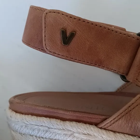 Vionic Zamar Brown &amp; Cream Wedge Sandals Slingback Shoes US Size 11