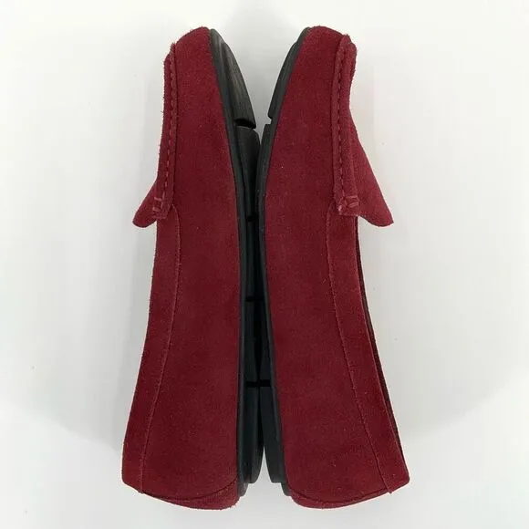 Vionic Debbie Suede Leather Slip On Moccasin Loafer Shoes Maroon Women 9 Wide