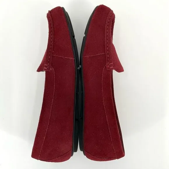 Vionic Debbie Suede Leather Slip On Moccasin Loafer Shoes Maroon Women 9 Wide