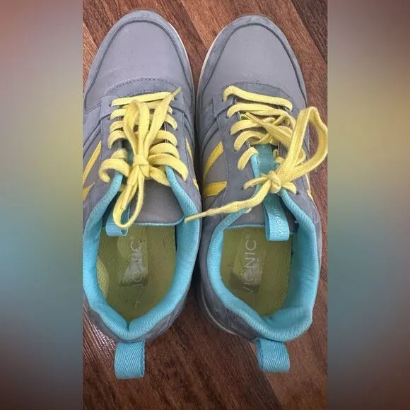 Vionic Gray and Yellow Athletic Sneakers