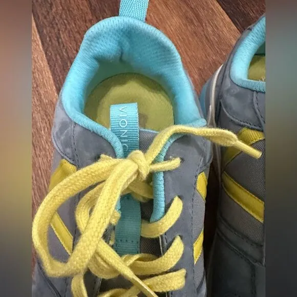 Vionic Gray and Yellow Athletic Sneakers