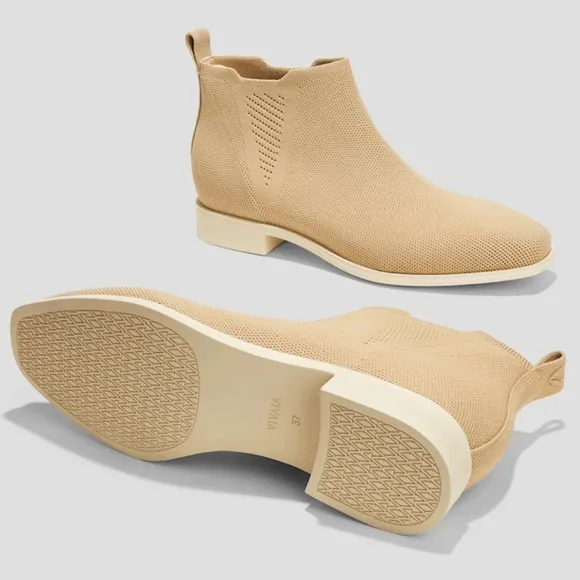 VIVAIA Slip-On Square-Toe Ankle Chelsea Boots Ryan Slip-On Size 39.5 Nude Peach