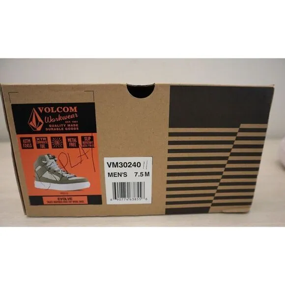 Volcom Men's Sz 7.5M Olive Green/Gray Evolve EH High Top Comp Toe Shoes