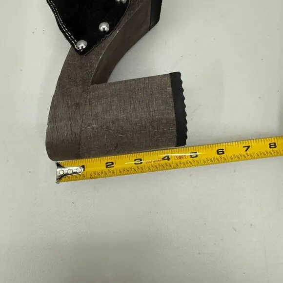 VTG Candies Wood Platform Y2K Black Suede Stud Clog Slide Sandals Shoes Womens 9