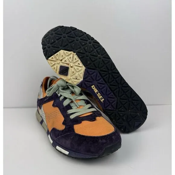 Vtg Diesel Anza Orange Purple Y2K Suede Sneakers Shoes Sz Women's US 9.5 EU 40.5