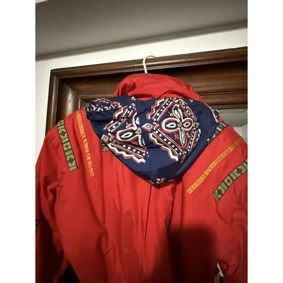 VTG Gorgeous‎ Obermeyer Thermolite Hooded Ski SnowSuit Red W 10 Nordic Accents
