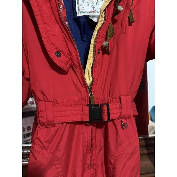 VTG Gorgeous‎ Obermeyer Thermolite Hooded Ski SnowSuit Red W 10 Nordic Accents