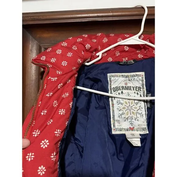 VTG Gorgeous‎ Obermeyer Thermolite Hooded Ski SnowSuit Red W 10 Nordic Accents